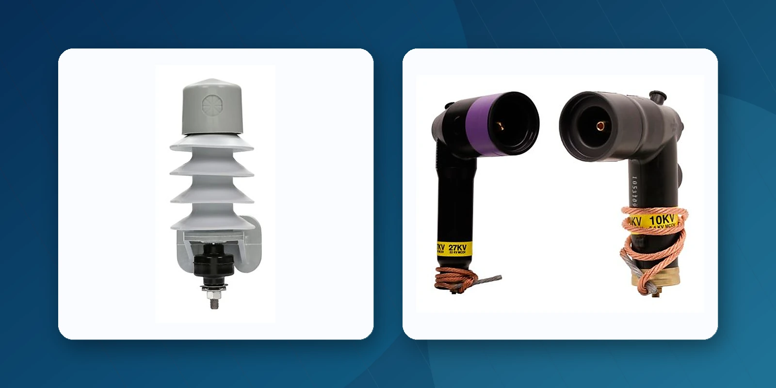 Distribution and elbow surge arresters protecting a transformer from overvoltage